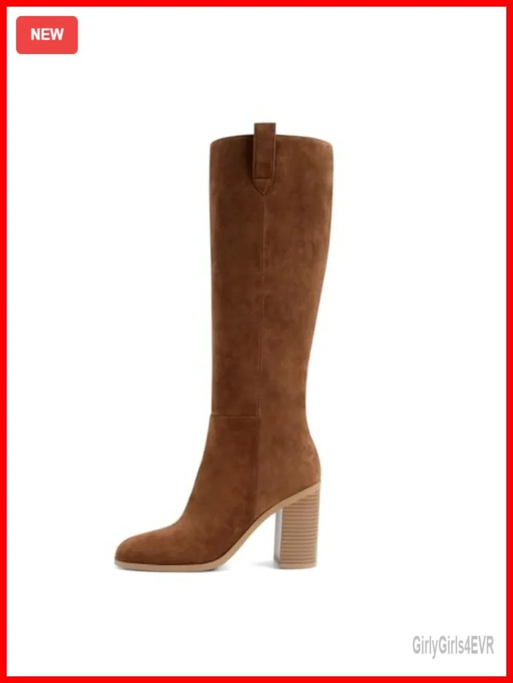 Knee High Boots Women Suede Leather Tall Slouchy Chunky Block Heel Cowgirl